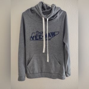 Grey Yeehaw Beer Hoodie with Thumb Holes and Front Pocket Sz. M